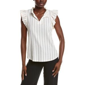 Anne Klein Womens  Pinstripe Top, White